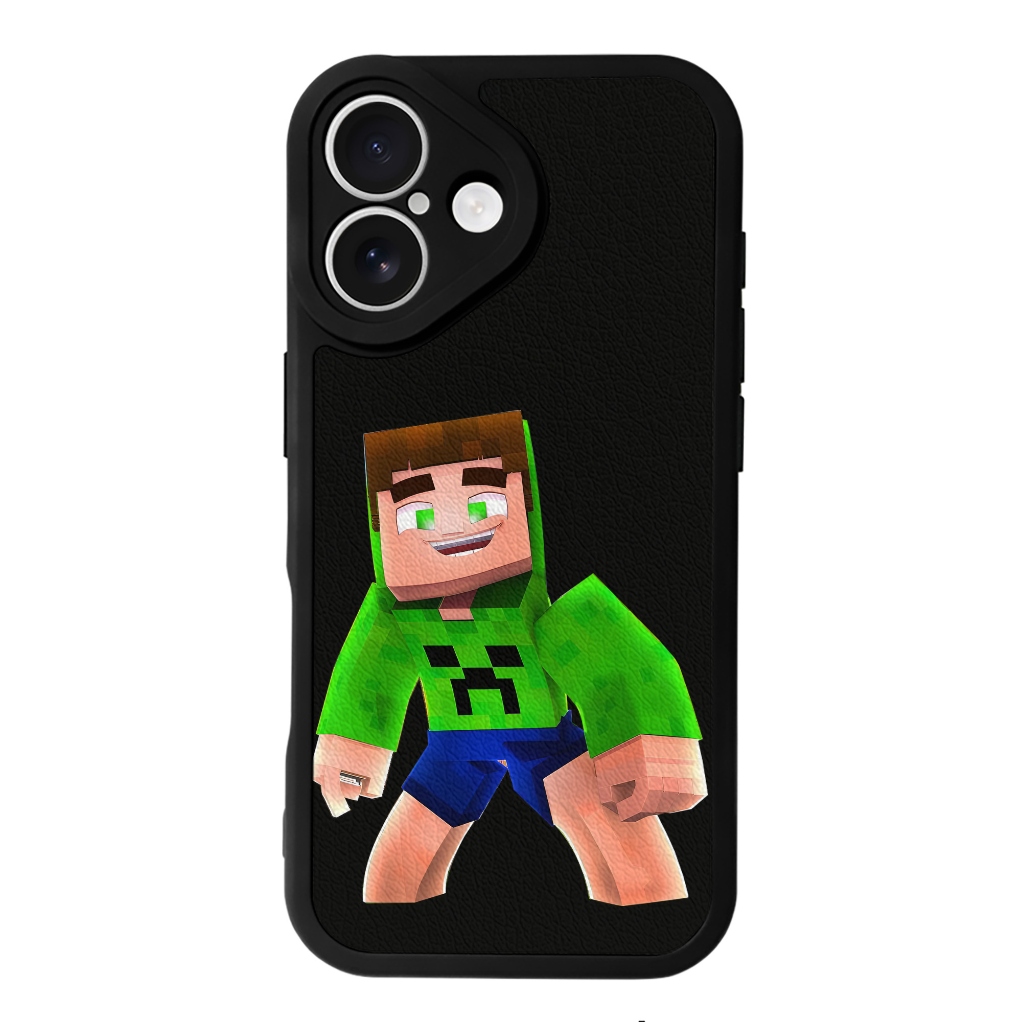 （画像用） マインクラフト ブロックの世界 Minecraft MC Block world 【iPhone 16シリーズ対応】シリコンスマホケース（レザー調） 材質：シリコン